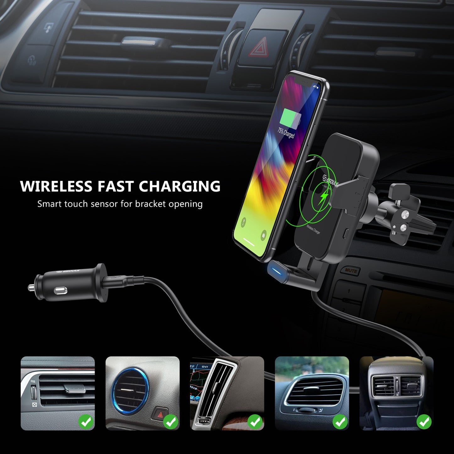 15W Wireless Charger Air Vent Car Holder