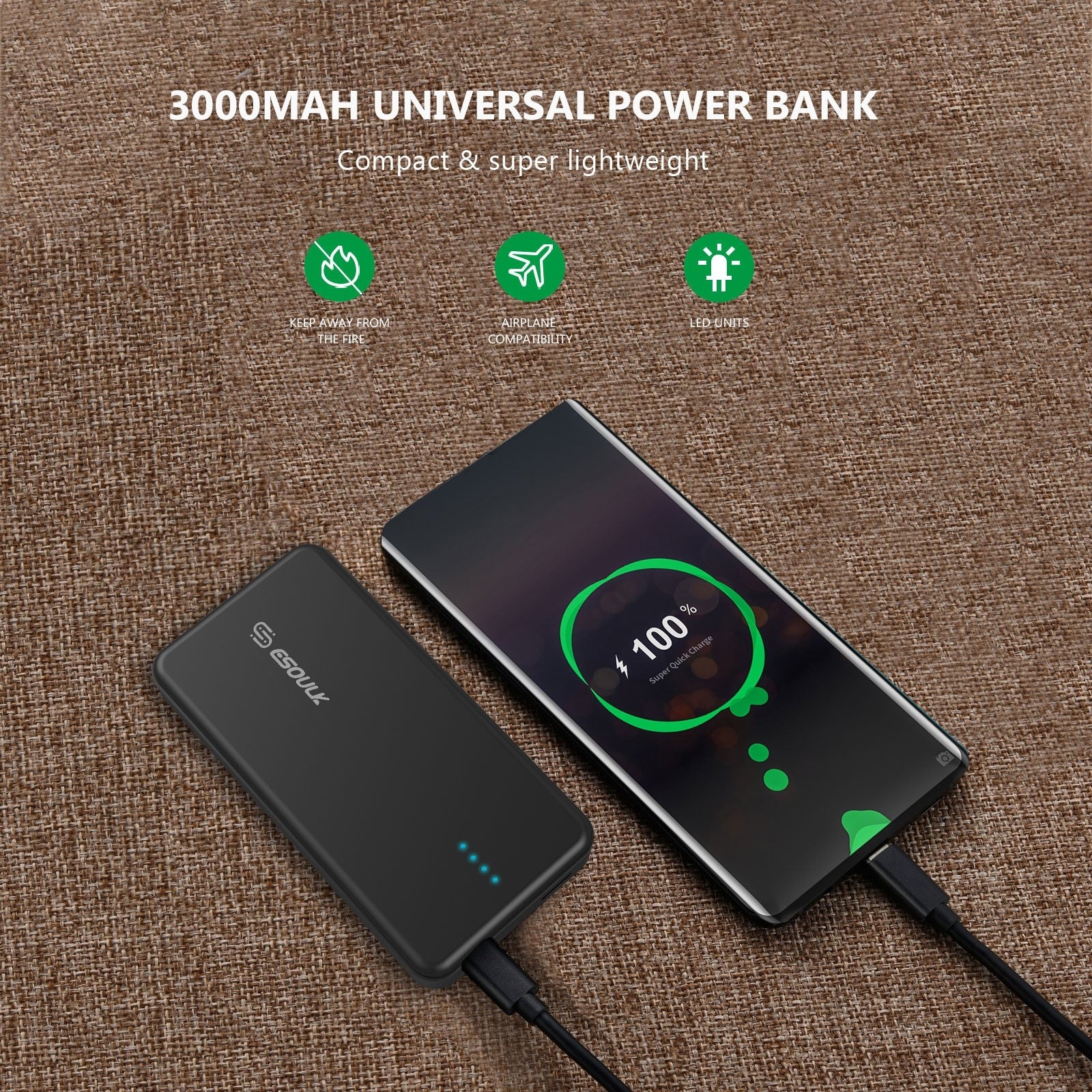 Universal - Un bloc d'alimentation mobile de 3000 mAh, mini banque